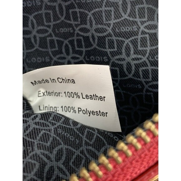 Lodis Red Pebble Leather Wristlet Bag Clutch Pouch Zip Purse Travel Phone Pocket - Picture 10 of 10